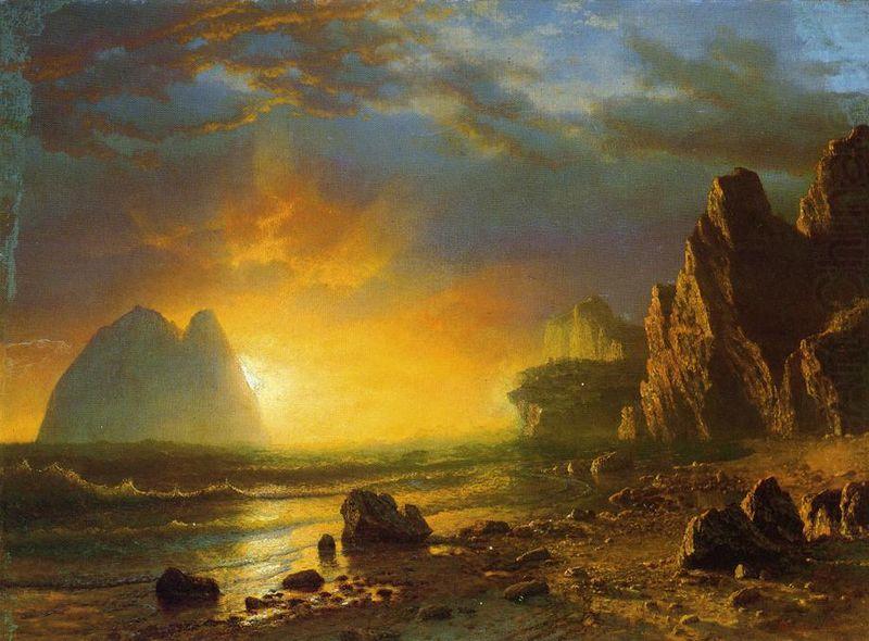 Albert Bierstadt Sunset on the Coast oil painting picture